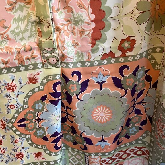 NEW Joie polyester cotton spandex blend floral print with tags quarter button up - Picture 4 of 6